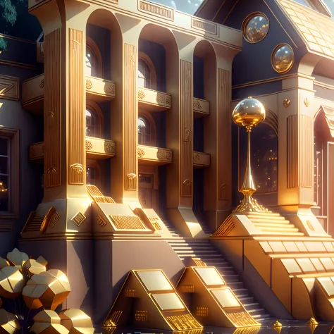 House made of Pure Shiny Gold Bars in High Definition 4k --auto