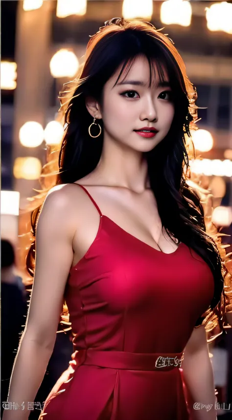 top-quality。８K-Picture。Ultra-high pixel。The background is the city at night。girl with。hair is long and slightly wavy,,,,,,,,,,,,...