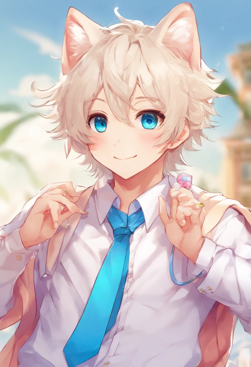 Anime character with blue eyes and a white shirt and tie - SeaArt AI