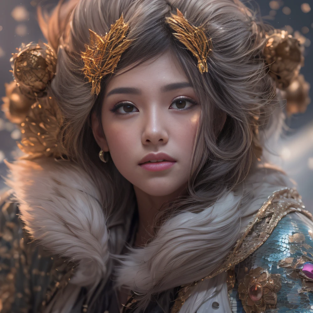 32K（tmasterpiece，k hd，hyper HD，32K）short detailed hair，Canyon area，Flame Girl ，Copper Protector （realisticlying：1.4），Python pattern robe，Purple-pink tiara，Snowflakes fluttering，The background is pure，Hold your head high，Be proud，The nostrils look at people， A high resolution， the detail， RAW photogr， Sharp Re， Nikon D850 Film Stock Photo by Jefferies Lee 4 Kodak Portra 400 Camera F1.6 shots, Rich colors, ultra-realistic vivid textures, Dramatic lighting, Unreal Engine Art Station Trend, cinestir 800，Hold your head high，Be proud，The nostrils look at people