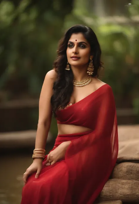 Anusha in red sari sari sari sari sari sari sari sari sari sari sari sar -  SeaArt AI