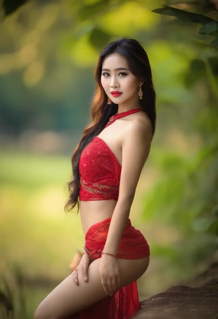 Myanmar model girl no clothes sexy position full body