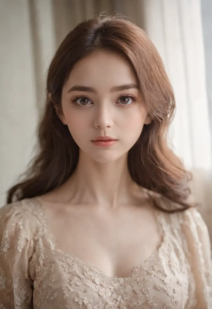 (One lady)、Lolita、1８age、kawaii、Big eyes、eyes gentle、Instagram Photos、Authentic Photos、natural atmosphere、Realistic、Brown hair color、I don't need my hands、Facing the camera