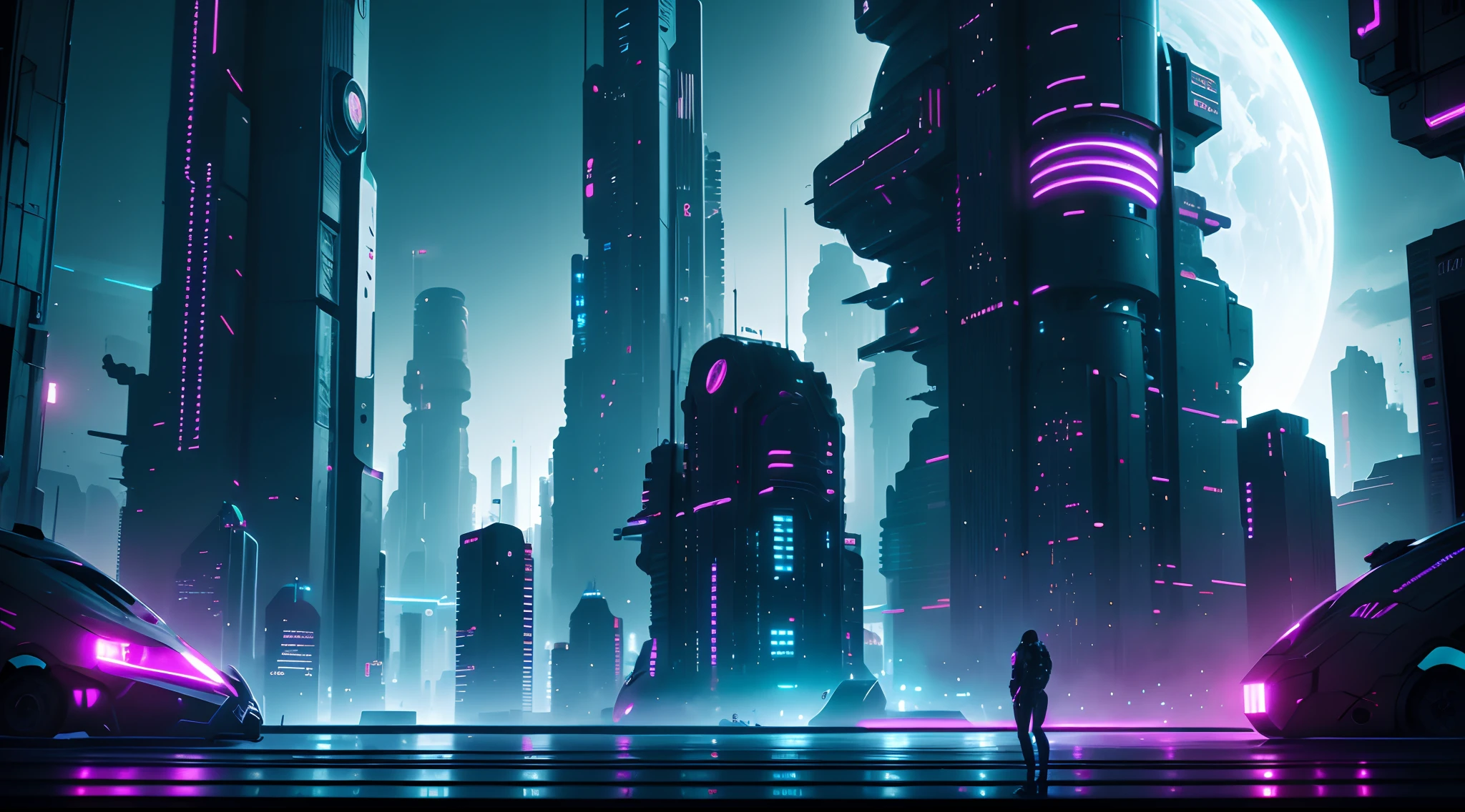 Ciudad Negra, estilo de ciencia ficción, futuristic, tema de neón, 4k, ultra detallado, calidad ultra alta, Noche, obra maestra
