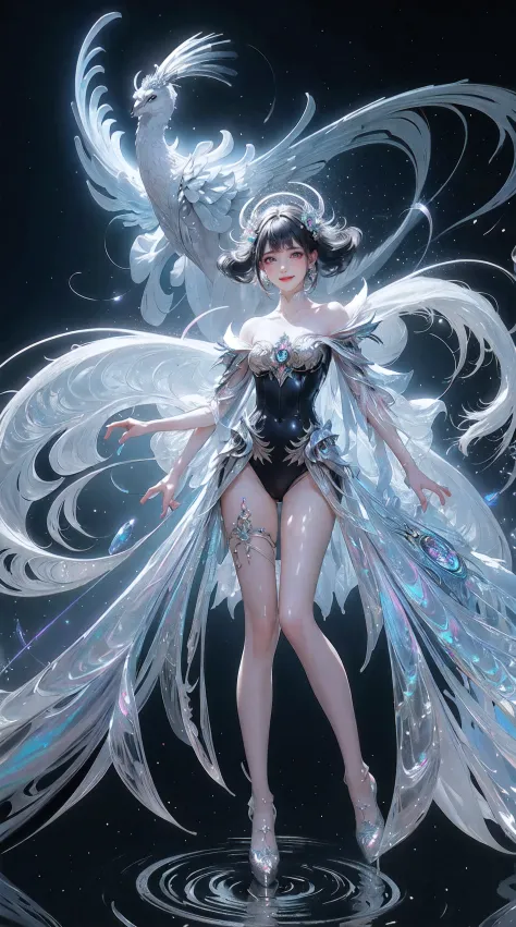(((Front view shot illustration,full body,s fractal art)))，Mechanical with peacock feathers as background，1girl，Mechanical joints，Transform limbs，mechanical punc，Peacock feathered punk，Circular background composition，insanely detailed and intricate, hyperm...