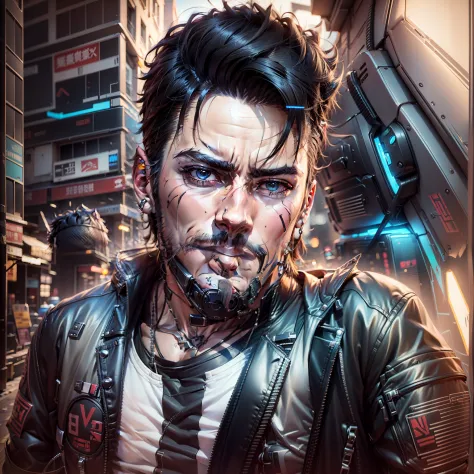 change background cyberpunk handsome boy realistic face. 8k ultra realistic