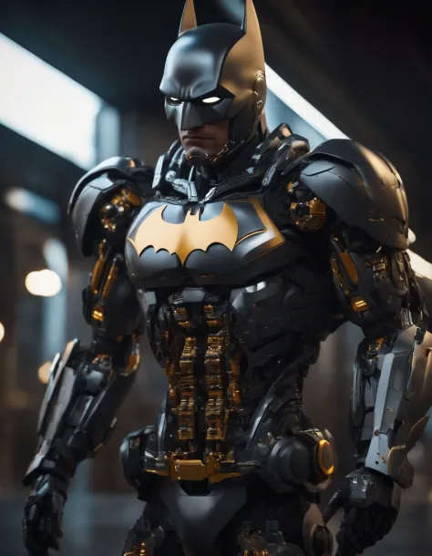 (Cyborg:1.2) batman robot, (((kinetic))), Masterpiece full body, High definition, 8K, Very high quality, high-detail face, Sharp, degrees of freedom ,Depth_af_Field, style of midjourney , Cinematic, to contrast, Detailed, 8K, Sharp focus, Cyberpunk