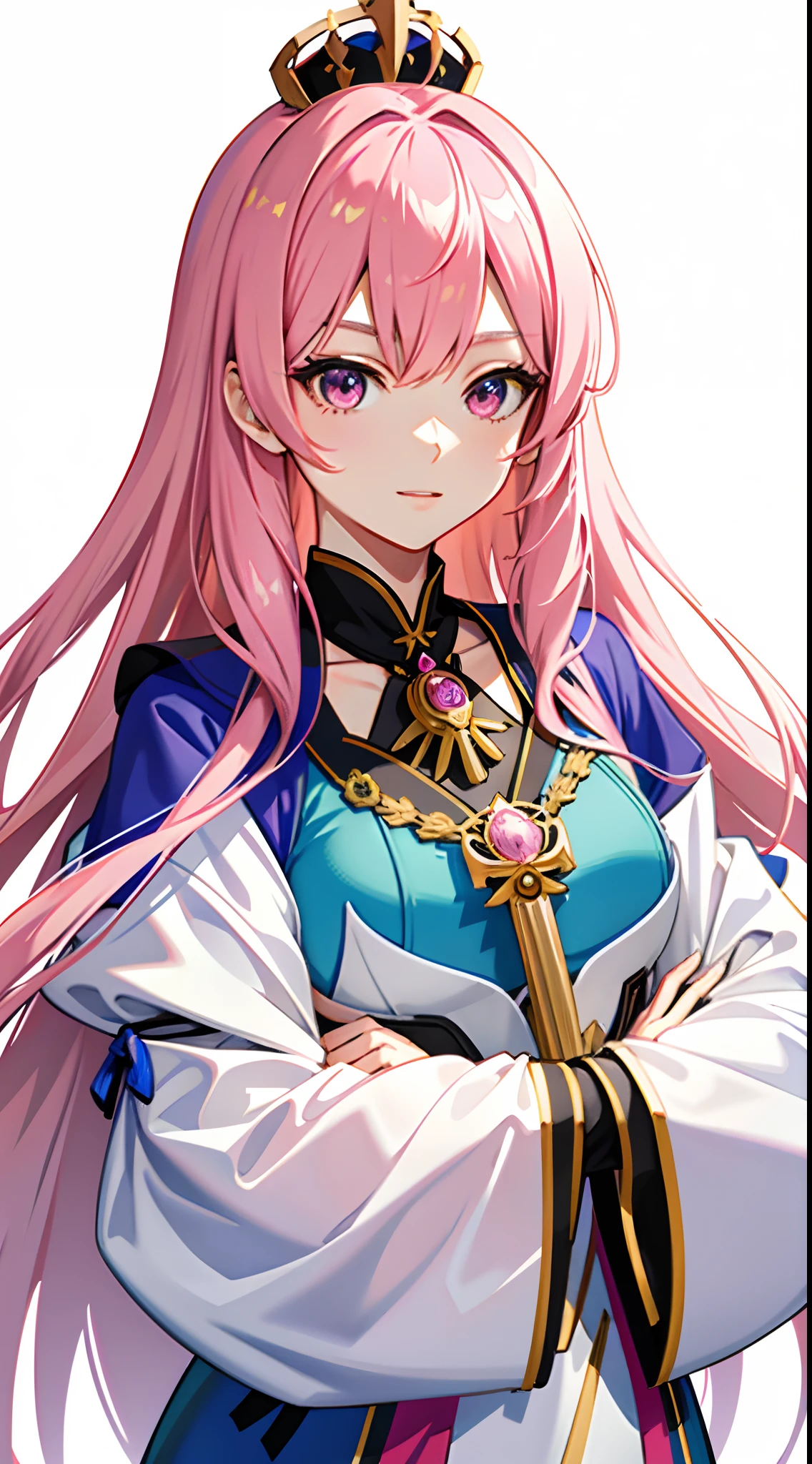 A close up of a person with long pink hair wearing a crown SeaArt AI