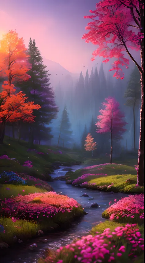 masterpiece, best quality, high quality,extremely detailed CG unity 8k wallpaper, An enchanting and dreamy scene of a fantasy forest, with towering trees, glowing mushrooms, and hidden fairy glens, creating a sense of mystique and enchantment, artstation, ...