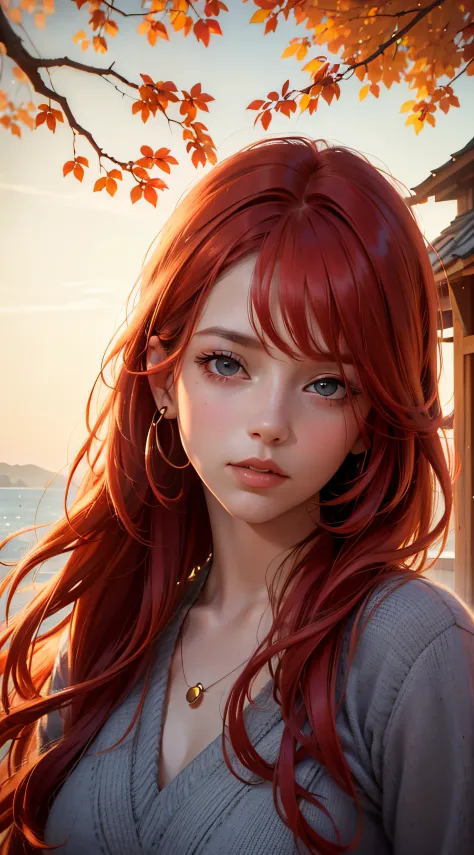(highres, best quality:1.2), (realistic:1.37), portrait, red-haired woman, sunlight, flowing hair, serene expression, ethereal atmosphere, vibrant colors, warm tones, soft shadows, subtle highlights, gentle breeze, graceful pose, natural background, bokeh
