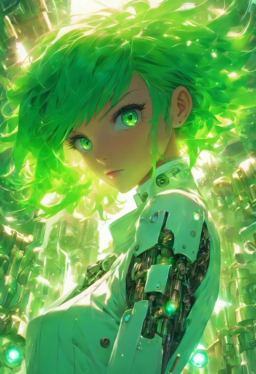 Bobcut, green hair, lab coat, - SeaArt AI