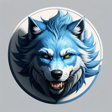 1Werewolf(Emblema circular: 1.5) (Blue and White Werewolf: 1.5) (Ultra Quality, Unparalleled Masterpiece: 1.4) (Realismo: 1.2), (Realisitc: 1.2) (Absurdres: 1.2) estilo anime, 4K, esmagadoramente Pixel-Perfect, detalhado, ultra-detalhado, arte digital, art...