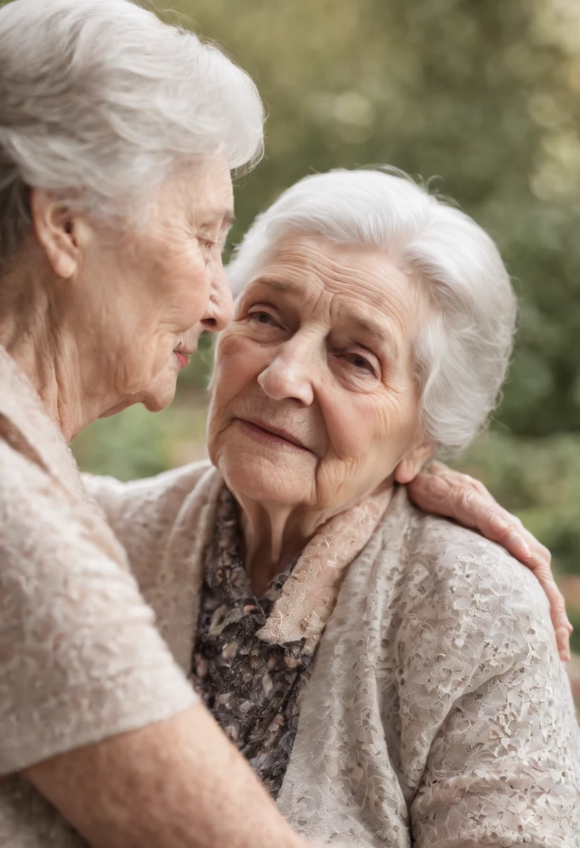 An older woman hugging a younger woman in a park - SeaArt AI