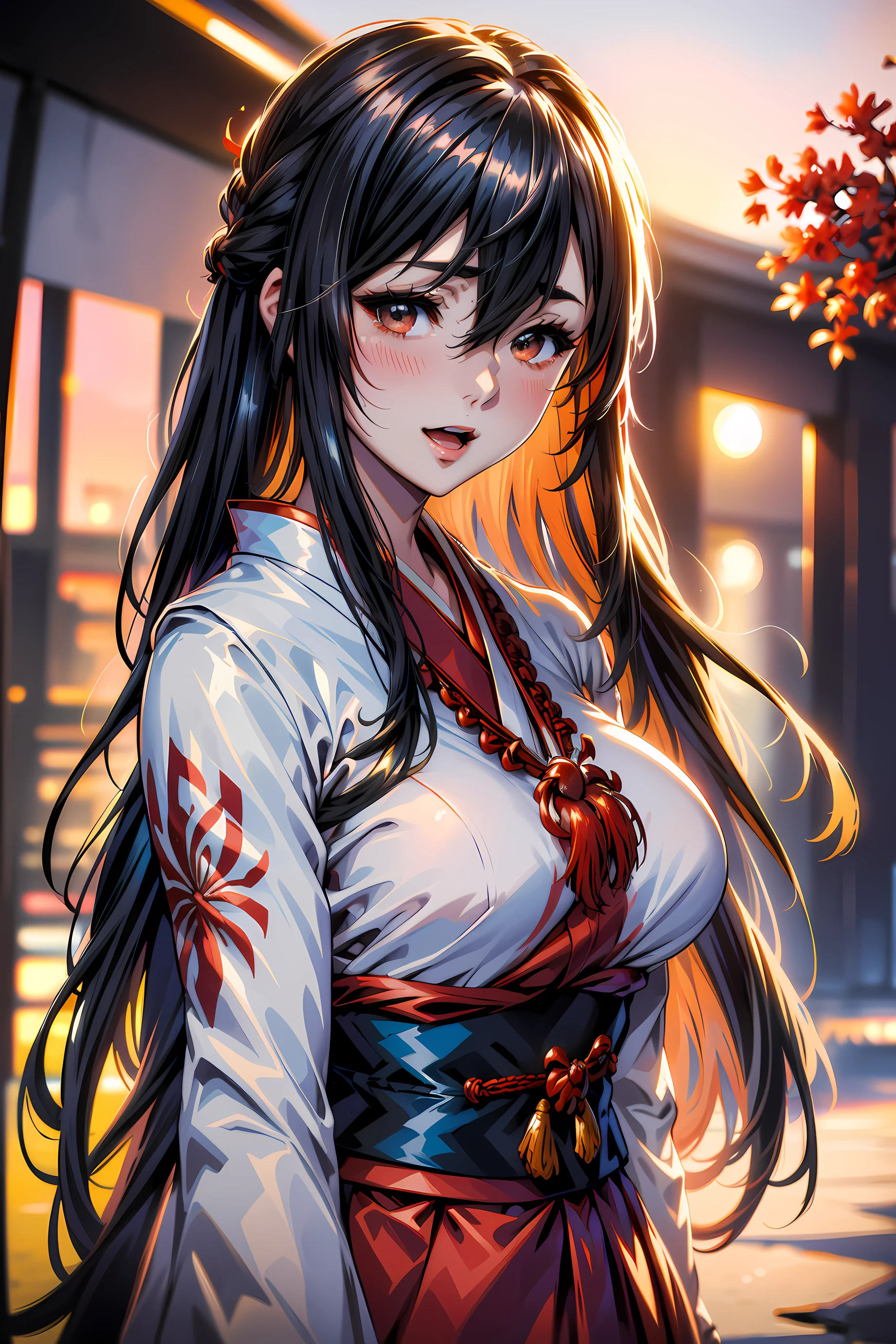 (1girl:1.3, solo), (kimono model), (upper body:1.3), (She walks along the dimly lit path of the riverbank.:1.2), (random posing:1.3), (red spider lily background;1.25), (a field of  Spider Lilies:1.2), 
BREAK, 
1girl, solo, milf, hot model, (attractive model:1.37), (promotional model:1.2), highly detailed eyes and pupils, realistic skin, ((attractive body, gigantic breast:1.38, disproportionate breasts:1.38, thin waist:1.15)), medium-length thin hair, ((pony-tail hair style:1.3), (shiny-black hair:1.3), extremely detailed hair, delicate sexy face, sensual gaze, shiny lips, 
BREAK, 
(red kimono:1.3), (japanese clothes:1.3), detailed clothes, 
BREAK, 
(outdoor:1.2), (Red spider lily:1.4), (blurry background:1.25, simple background, no-human background, detailed background), (under sunset:1.37), 
BREAK, 
((realistic, super realistic, realism, realistic detail)), perfect anatomy, perfect proportion, hyper sharp image, (attractive emotion, seductive smile:1.2, happy:1.2, blush:1.2, :d:1.2, :p:1.2), ((4fingers and thumb:1.2)), perfect human hands, wind, 
BREAK,
 (Masterpiece, best quality, photorealistic, highres, photography, :1.3), ultra-detailed, sharp focus, professional photo, commercial photo,