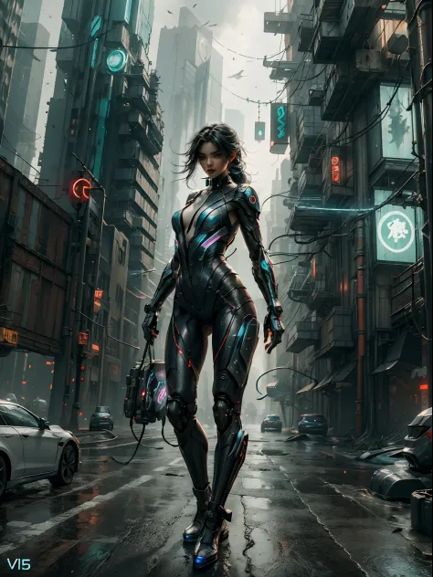 1 sexy Cyberpunk girl, futuristic, mechanical aesthetics, complex machinery, high-tech lighting scene of futuristic city in the ...