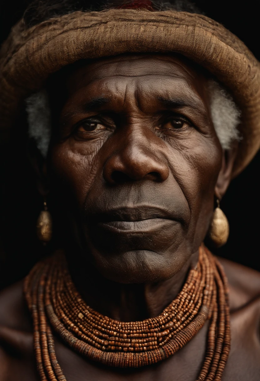 A close up of a man wearing a hat and necklace - SeaArt AI