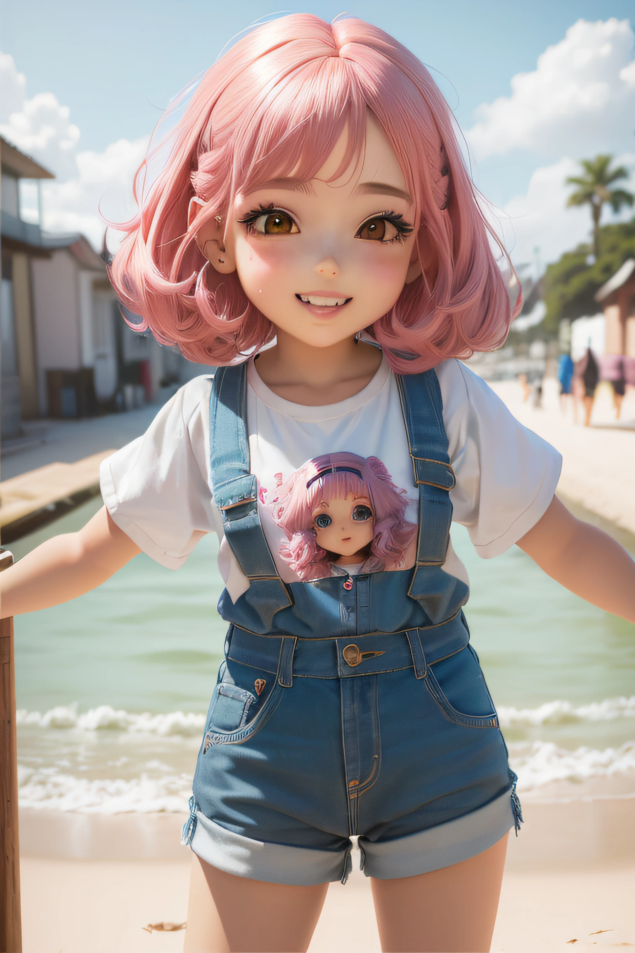 A close up of a person with pink hair and a doll - SeaArt AI