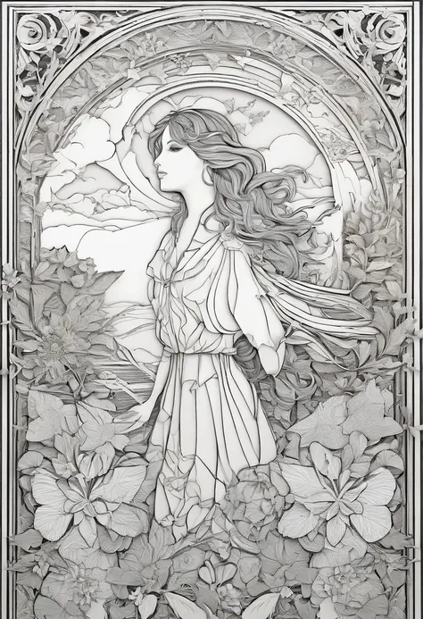 detailed line drawing of the virgin mary - SeaArt Al - Free Al Art