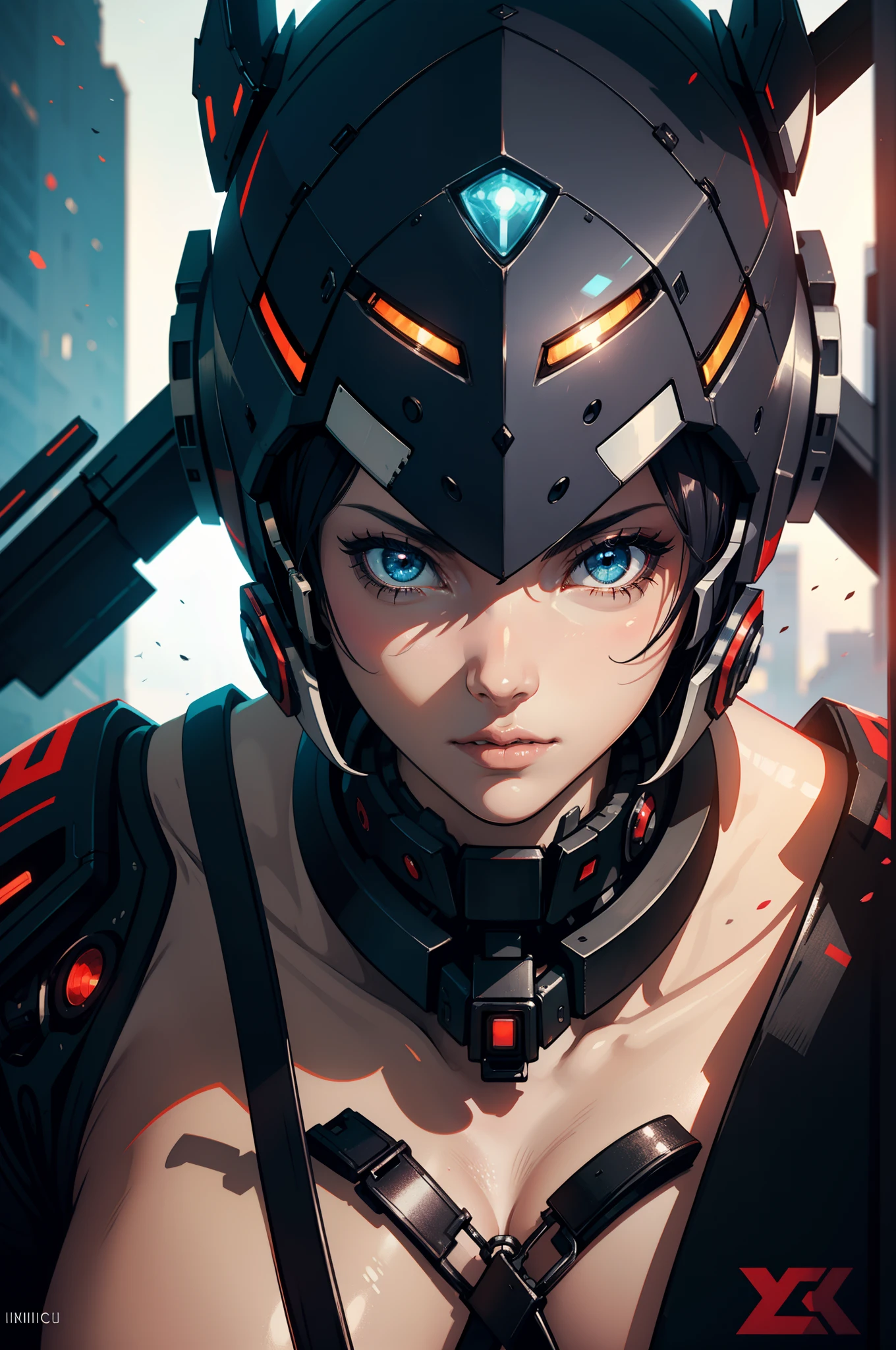 Cyberpunk Mecha Girl ขับรถรายละเอียดมาก 4K Future World ผมสั้นเซ็กซี่มหากาพย์การวาดภาพ