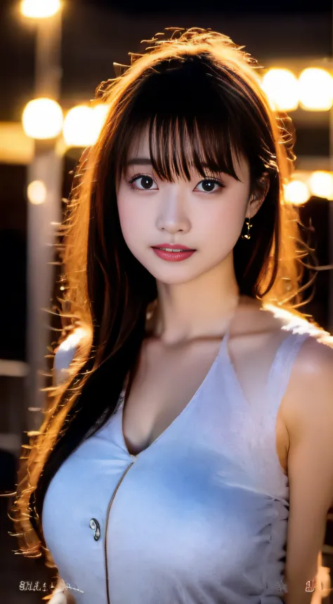 top-quality。８k-picture。ultra-high pixel。the background is the city at night。girl with。hair is long and slightly wavy,,,,,,,,,,,,...