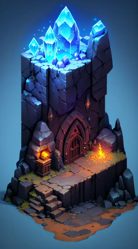 ((masterpiece,best quality)), absurdres , Isometric_Setting, cave, crystal, magic, glowing,