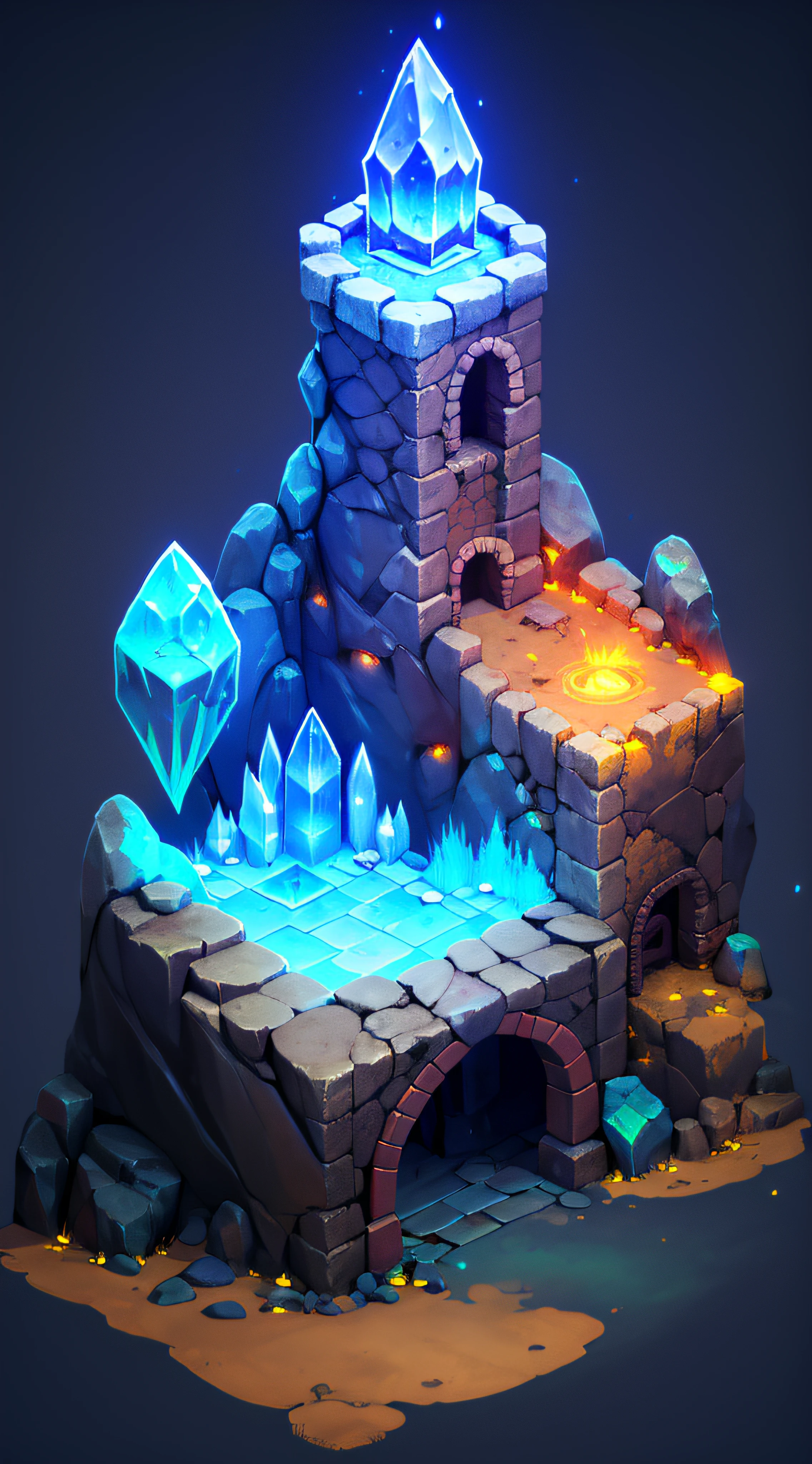 ((masterpiece,best quality)), absurdres , Isometric_Setting, cave, crystal, magic, glowing,