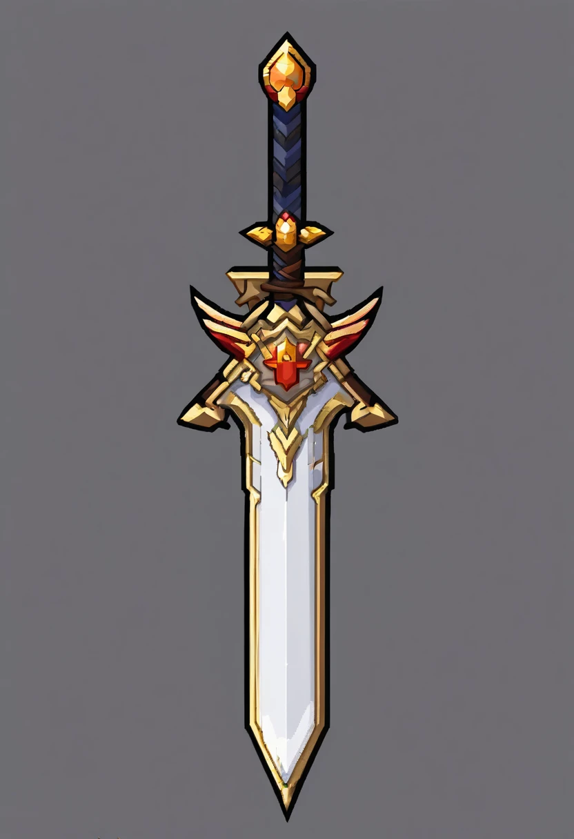 A close up of a sword with a gold and white design - SeaArt AI