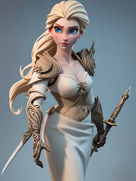 a 3D animation style model shot, fantasy art, of a Elsa from Frozen, a exquisite beautiful Elsa (masterpiece, extremely detailed...