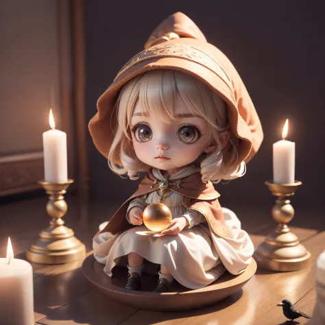 Cute Baby Chibi Anime、(((chibi 3d))) (Best Quality), (masutepiece)、Old witch sitting on Kadilau's chair in the background ，She w...