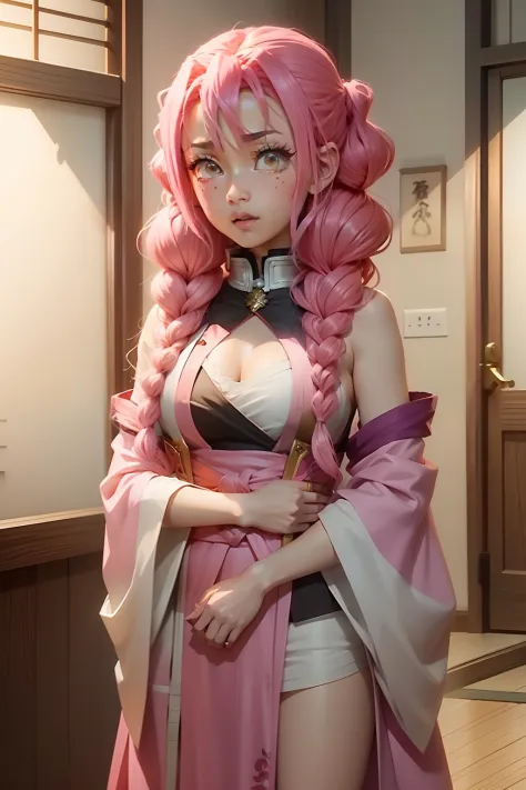 Mitsuri Kanroji from demon slayer anime with pink hair standing idle
