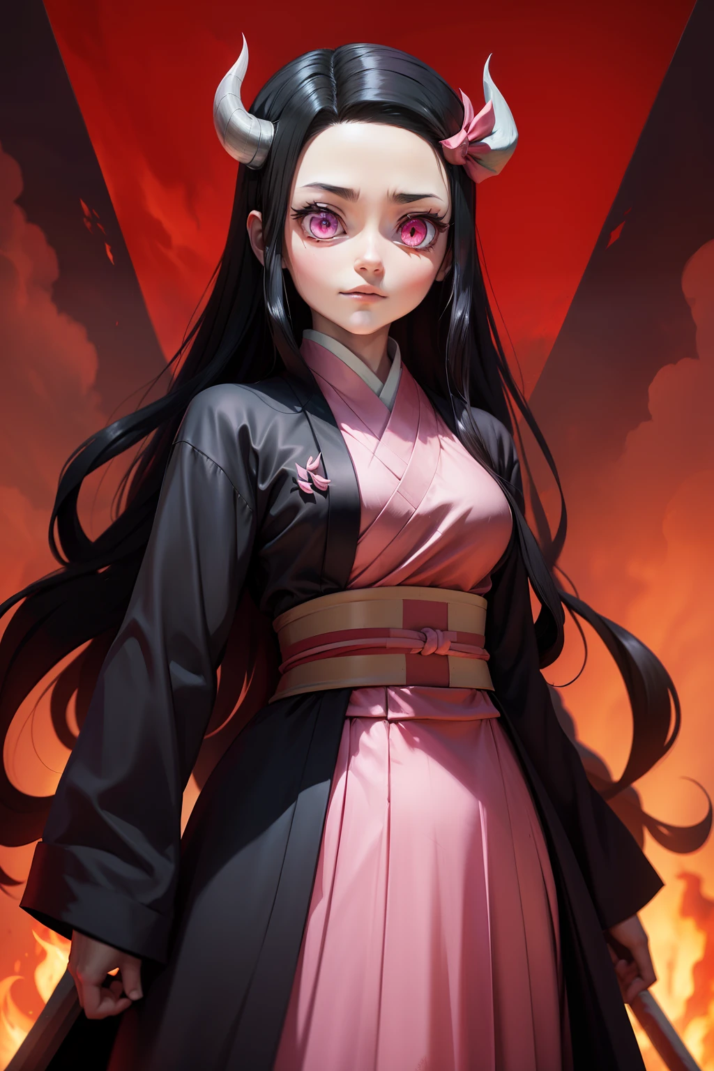 Nezuko de l’anime demon slayer debout sous forme de démon