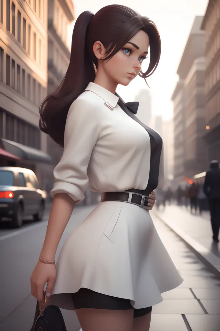 3D model, 3dmdt1, 3d render, photo photorealism photorealistic full body shot from side, 1girl, beautiful girl in 60's fashion o...