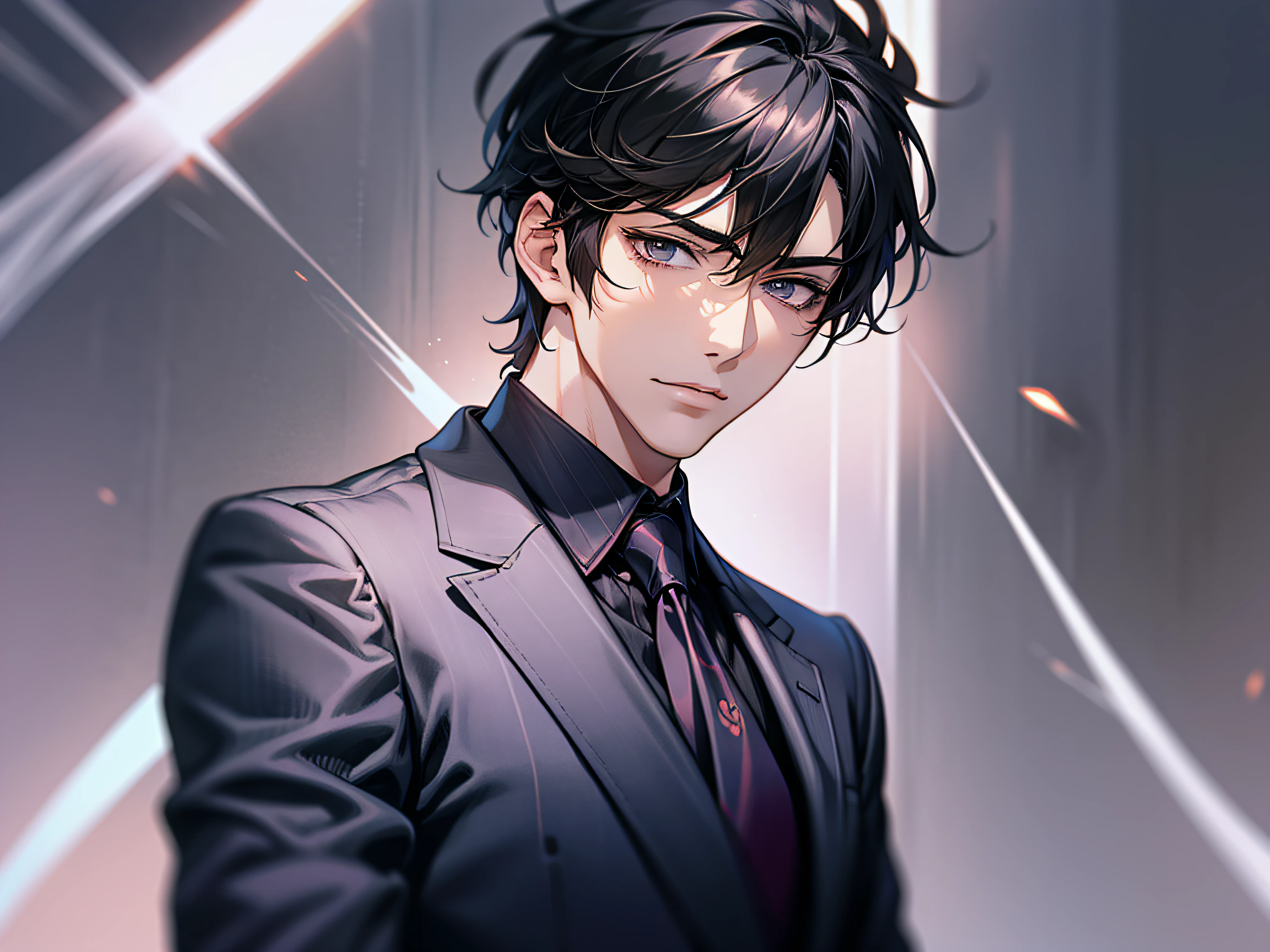 Anime guy in a suit and tie with a tie on - SeaArt AI