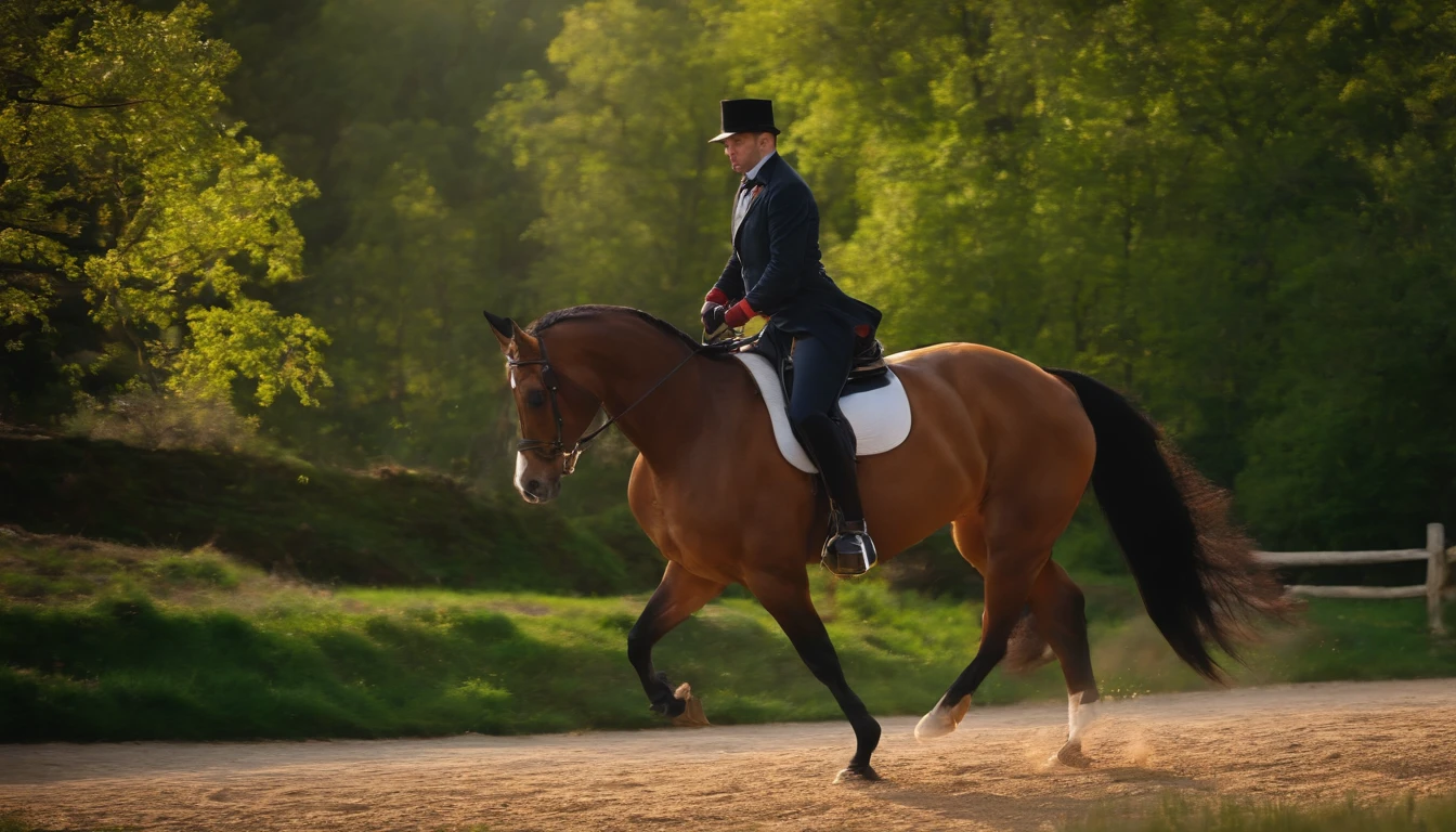 There is a woman riding a horse on a dirt road - SeaArt AI