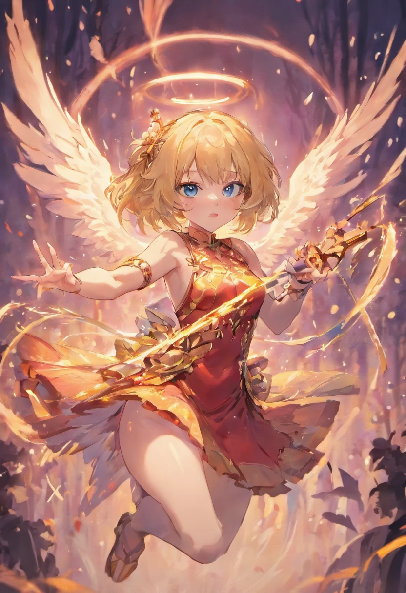 A girl with angel wings and a sword in her hand - SeaArt AI