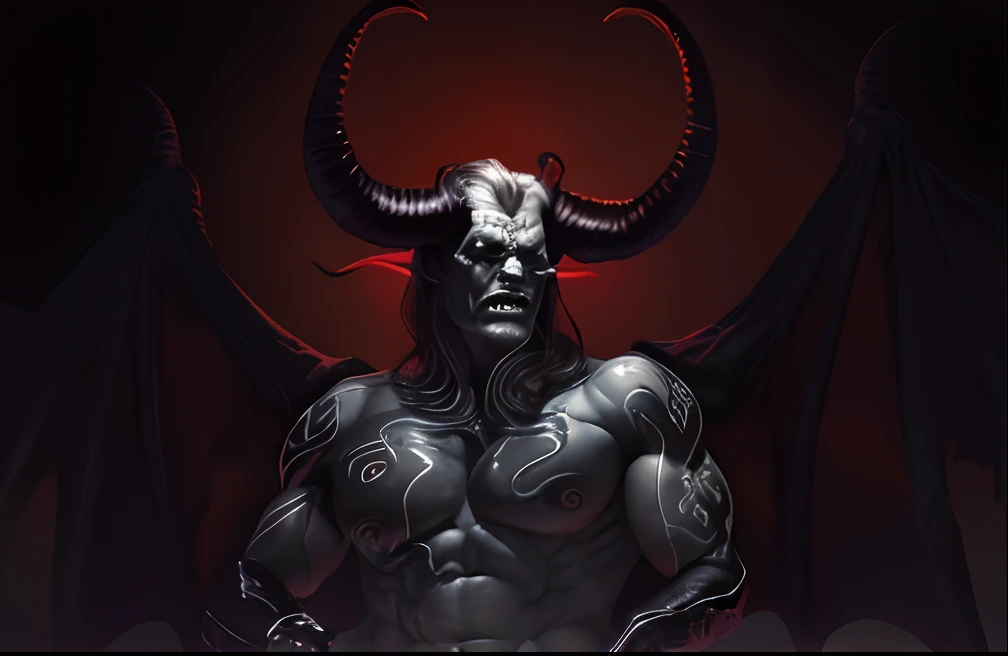 a demon with horns and a demon face, doom demon, demonic creature ...