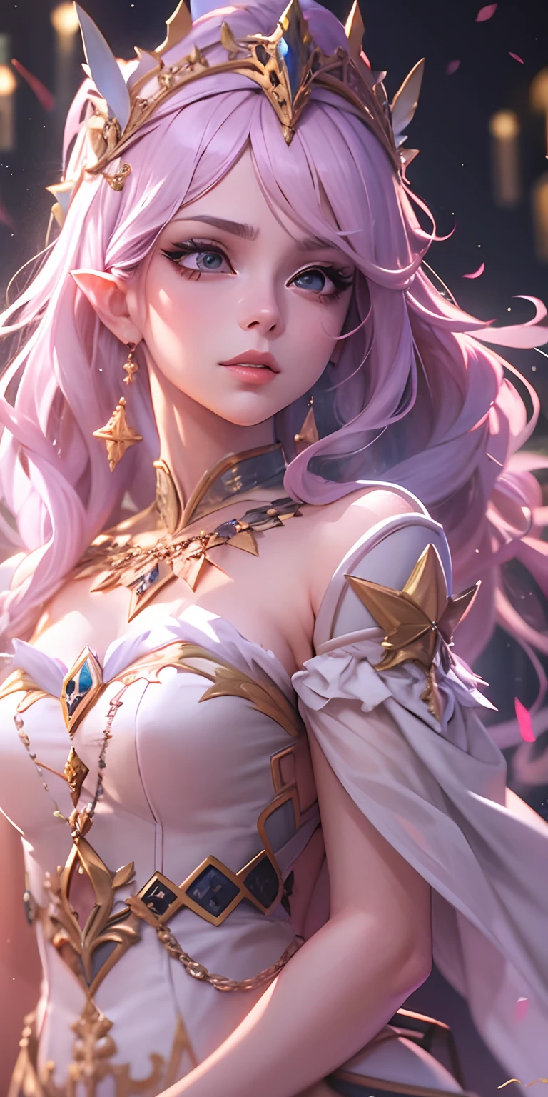 Menina anime com maquiagem elfo e vestido branco sentado em uma rocha, Cavaleiro elfo sedutor da princesa, estilo de arte de fantasia, fantasy gorgeous lighting, Menina elfa, Rainha elfa bonita e elegante, Princesa elfa, 8k arte detalhada de alta qualidade, fanart melhor artstation, 2. 5 d cgi anime fantasia arte, Retrato de uma rainha elfa, arte de anime digital detalhada, fey magical lighting