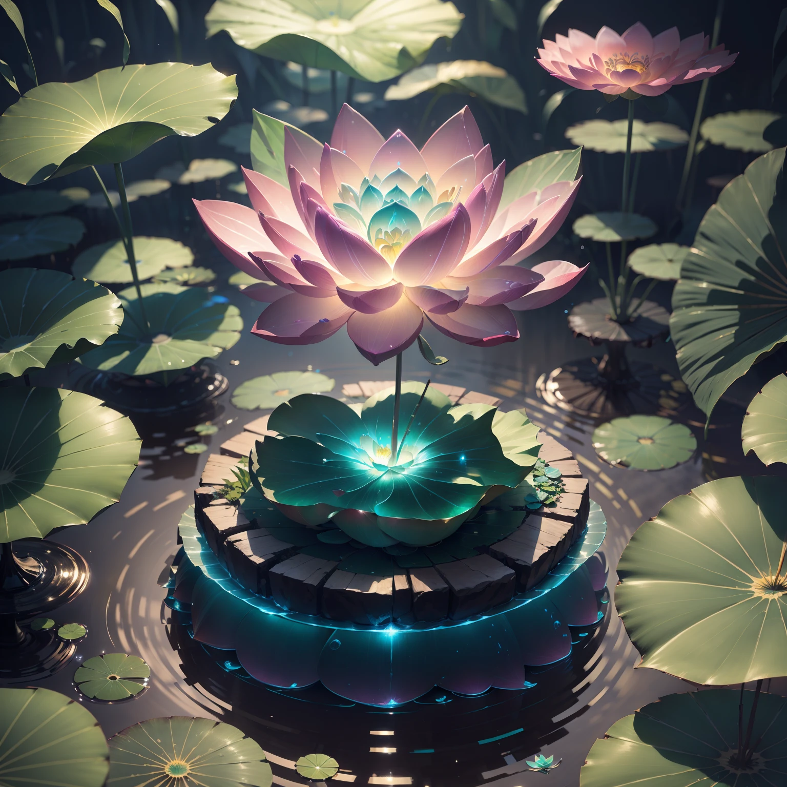 loto, plant, hermosa planta, bioluminiscencia