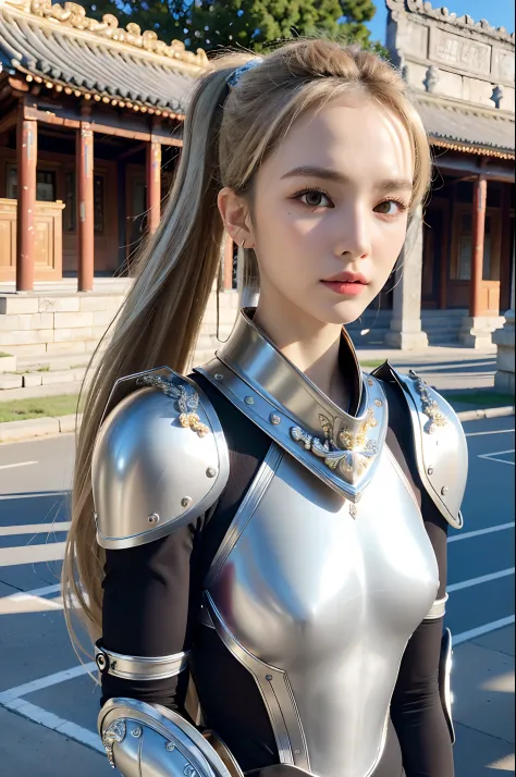 (8K, best quality:1.2), (masterpiece:1.37), (photo, photorealistic:1.37), (ultrahigh-res), half body, walking pose, shot from front, slow motion, female paladin wearing the full body, (light silver armour:1.2),(ornately decorated armor), (insanely detailed...