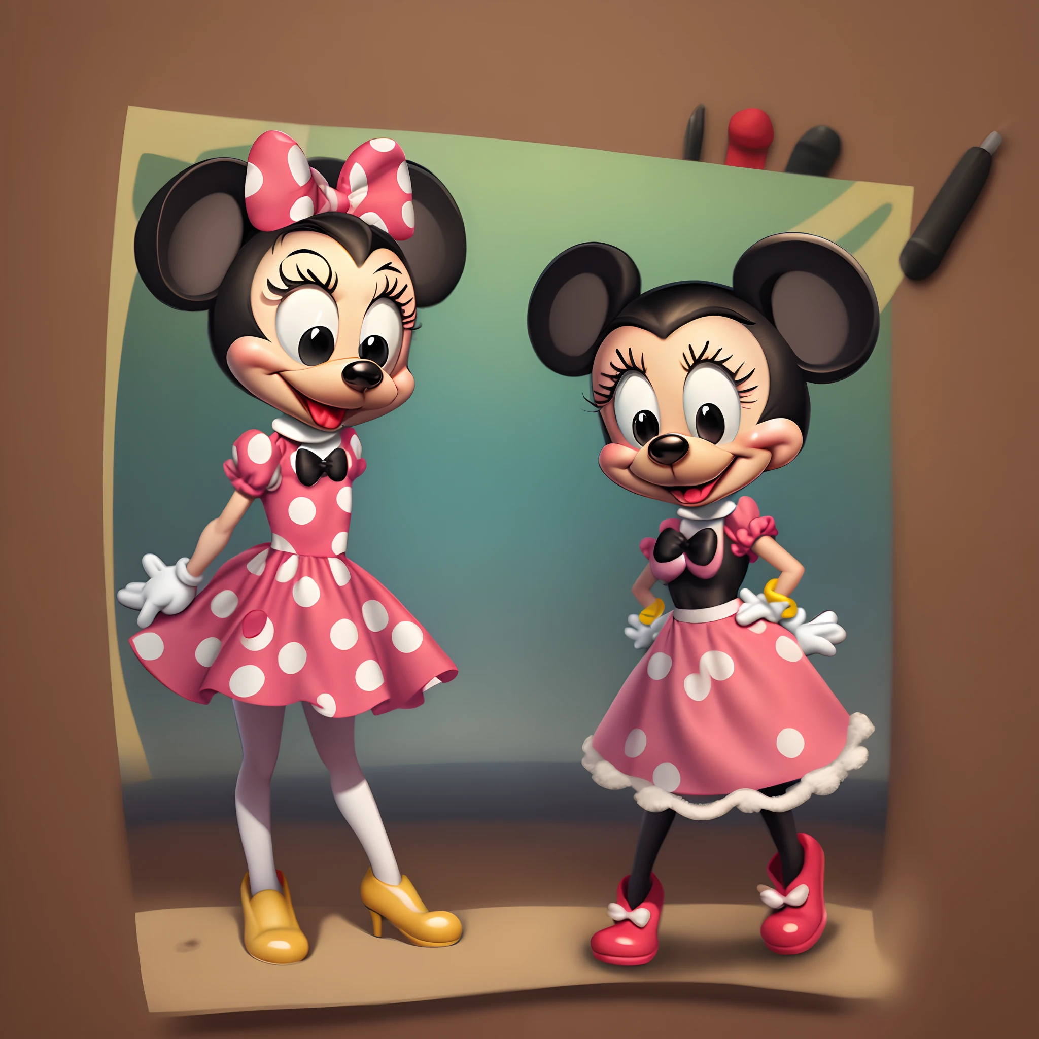 Mickey and minnie mouse are standing next to each other - SeaArt AI