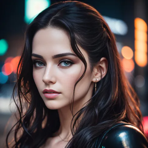 Woman with beautiful perfect face at 19 years old, big breasts, beautiful  pose, Cyberpunk, open cotton dress - SeaArt AI