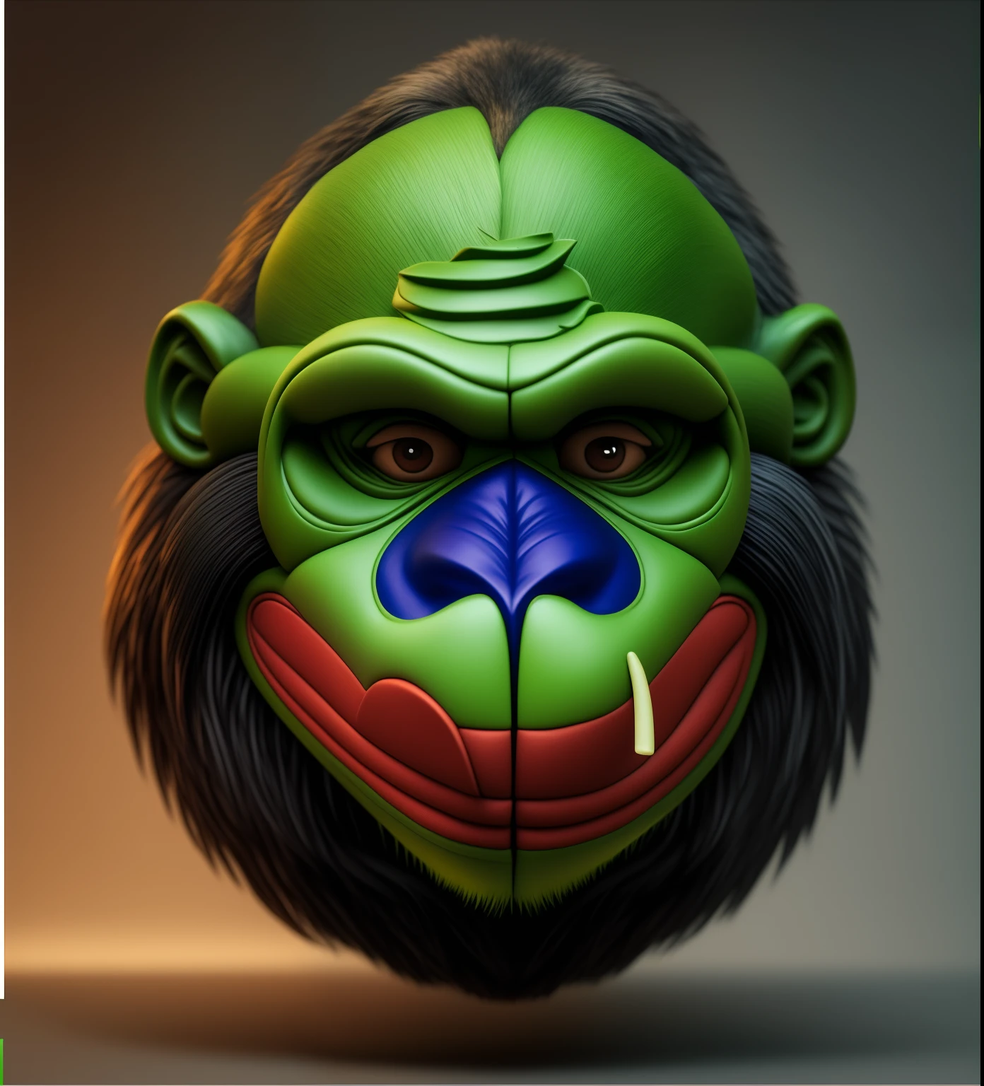 A close up of a monkey mask with a green face - SeaArt AI