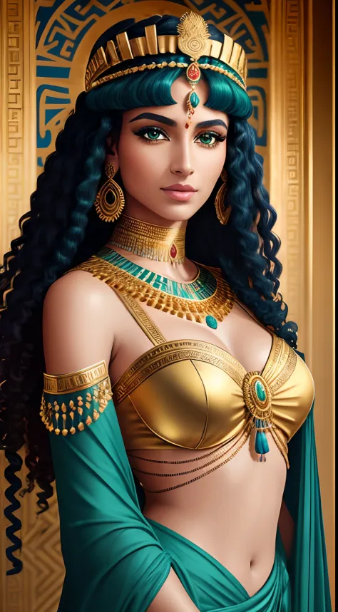 Cleopatra 7, Greek-inspired, regal and vibrant colors, detailed and lifelike portrayal, masterfully painted, high-resolution:1.2...