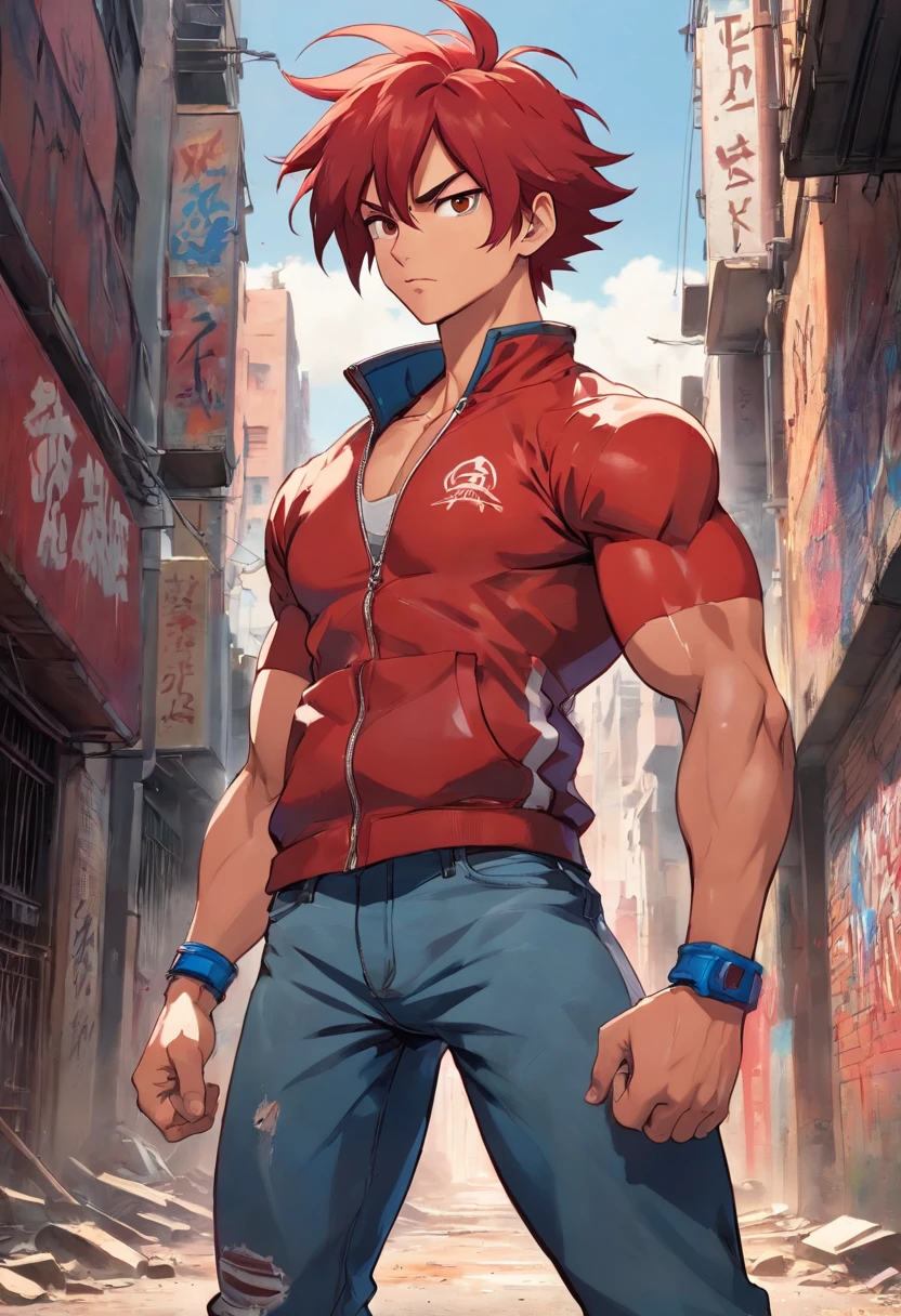 Anime style art)), Extremely muscular masculine character