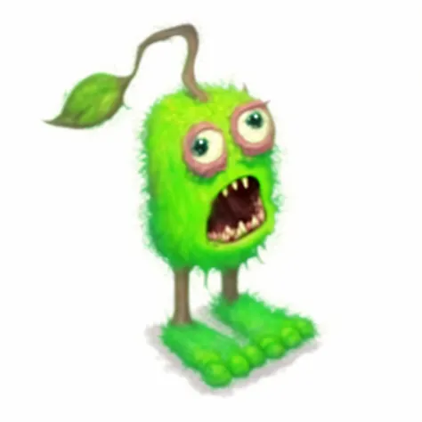 Cartoon green monster with glasses and a leaf on its head - SeaArt AI