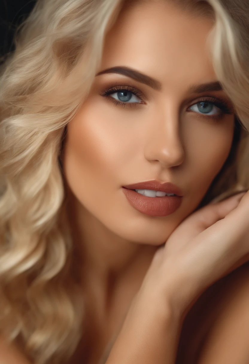 A close up of a woman with blonde hair and blue eyes - SeaArt AI