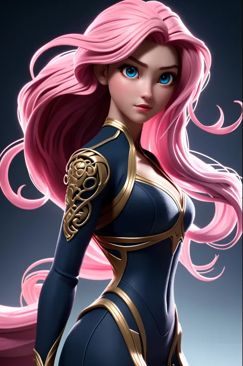 Best quality female, very long curly pink volumetric hair,  gorgeous face, beautiful eye, slim body, perfect anatomy, cinematic ...