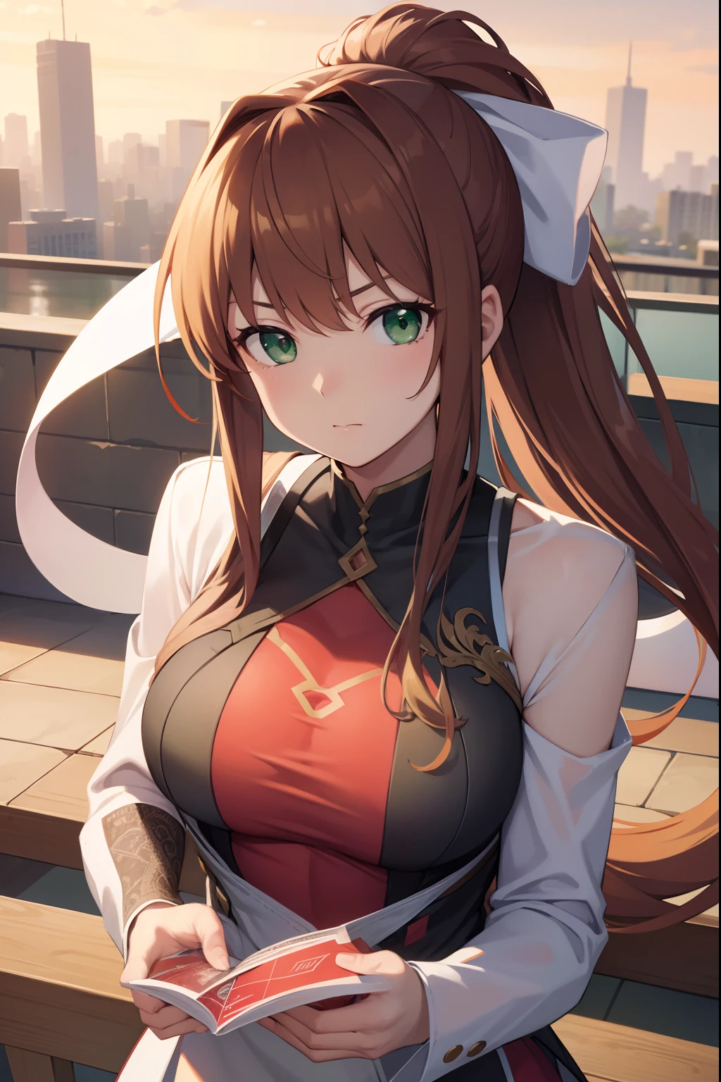 ddlcmonika, ddlcmonika, fullbody, blunt bangs, brown hair, (green eyes:1.5), long hair, ponytail, ribbon, white ribbon, hair ribbon, sidelocks,
BREAK outfit flame-chasers honkai impact 3d
BREAK looking at viewer, angry, face scrunched up, signs of tiredness, bruised,
BREAK open field,
BREAK (masterpiece:1.2), best quality, high resolution, unity 8k wallpaper, (illustration:0.8), (beautiful detailed eyes:1.6), extremely detailed face, perfect lighting, extremely detailed CG, (perfect hands, perfect anatomy),