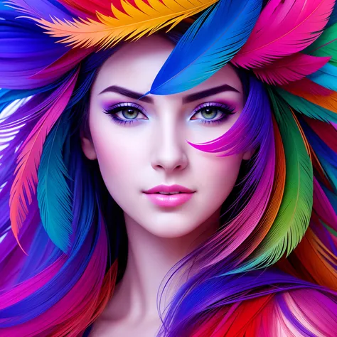 A woman with colorful hair and makeup posing for a picture - SeaArt AI