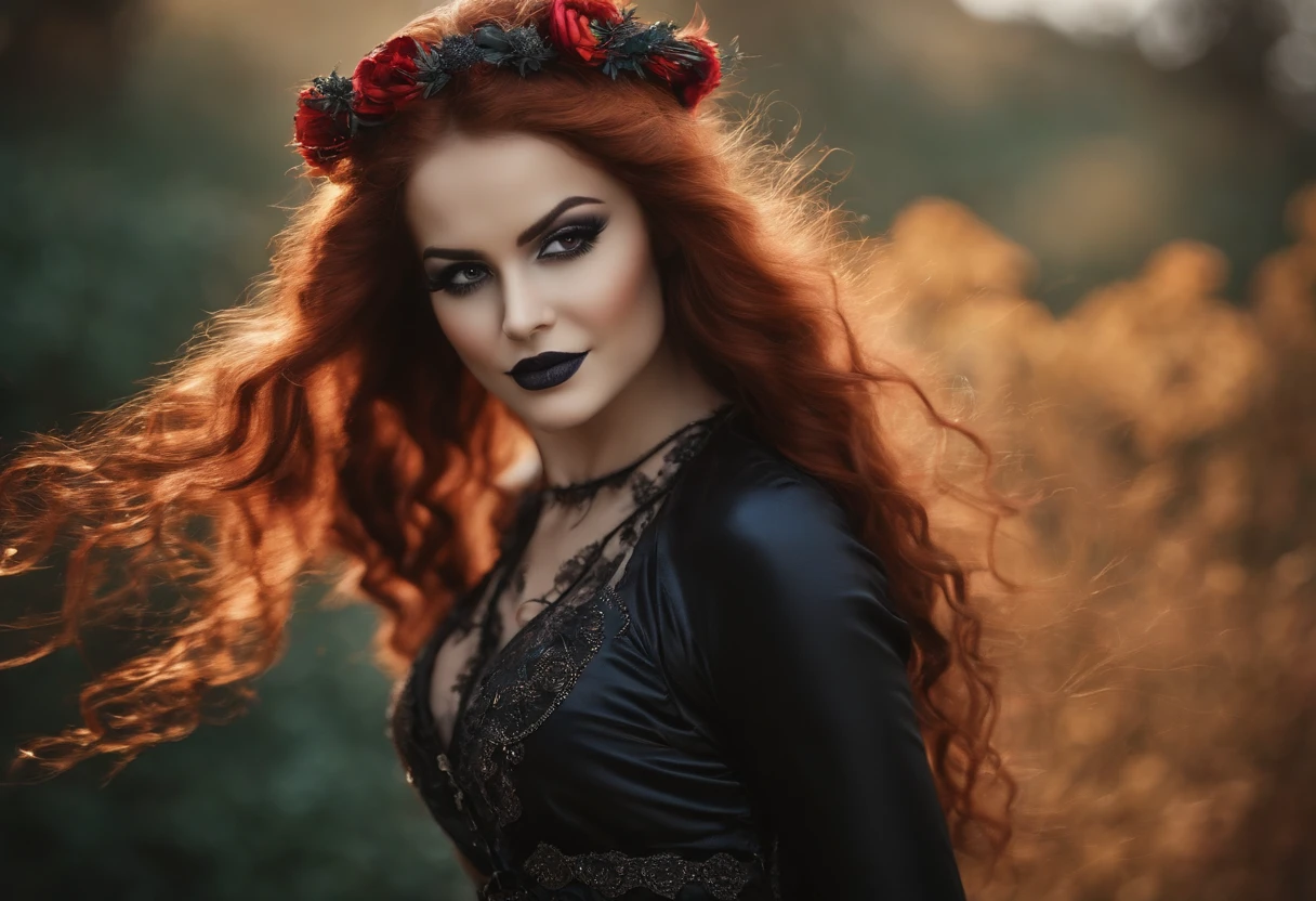 A close up of a woman with red hair and makeup - SeaArt AI